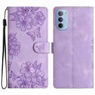 For Motorola Moto G31 / G41 Cherry Blossom Butterfly Skin Feel Embossed PU Phone Case(Purple) - 1