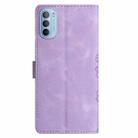 For Motorola Moto G31 / G41 Cherry Blossom Butterfly Skin Feel Embossed PU Phone Case(Purple) - 3