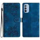 For Motorola Moto G31 / G41 Cherry Blossom Butterfly Skin Feel Embossed PU Phone Case(Blue) - 1