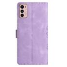 For Motorola Moto G42 Cherry Blossom Butterfly Skin Feel Embossed PU Phone Case(Purple) - 3