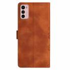 For Motorola Moto G42 Cherry Blossom Butterfly Skin Feel Embossed PU Phone Case(Brown) - 3