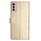 For Motorola Moto G42 Cherry Blossom Butterfly Skin Feel Embossed PU Phone Case(Gold) - 3