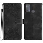 For Motorola Moto G50 Cherry Blossom Butterfly Skin Feel Embossed PU Phone Case(Black) - 1