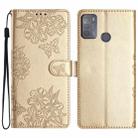 For Motorola Moto G50 Cherry Blossom Butterfly Skin Feel Embossed PU Phone Case(Gold) - 1