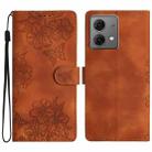 For Motorola Moto G84 5G Cherry Blossom Butterfly Skin Feel Embossed PU Phone Case(Brown) - 1