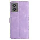 For Motorola Edge 50 Fusion Cherry Blossom Butterfly Skin Feel Embossed PU Phone Case(Purple) - 3