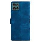 For Motorola Edge 50 5G Cherry Blossom Butterfly Skin Feel Embossed PU Phone Case(Blue) - 3