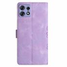 For Motorola Edge 50 Pro Cherry Blossom Butterfly Skin Feel Embossed PU Phone Case(Purple) - 3