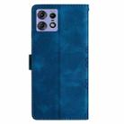 For Motorola Edge 50 Pro Cherry Blossom Butterfly Skin Feel Embossed PU Phone Case(Blue) - 3