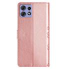 For Motorola Edge 50 Pro Cherry Blossom Butterfly Skin Feel Embossed PU Phone Case(Rose Gold) - 3