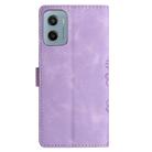 For Motorola Moto E15 Cherry Blossom Butterfly Skin Feel Embossed PU Phone Case(Purple) - 3