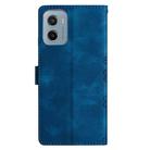 For Motorola Moto E15 Cherry Blossom Butterfly Skin Feel Embossed PU Phone Case(Blue) - 3