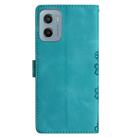 For Motorola Moto E15 Cherry Blossom Butterfly Skin Feel Embossed PU Phone Case(Green) - 3