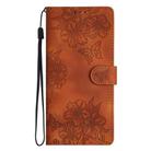 For Motorola Moto E15 Cherry Blossom Butterfly Skin Feel Embossed PU Phone Case(Brown) - 2