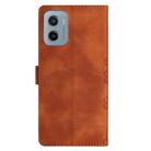 For Motorola Moto E15 Cherry Blossom Butterfly Skin Feel Embossed PU Phone Case(Brown) - 3