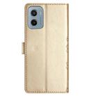 For Motorola Moto E15 Cherry Blossom Butterfly Skin Feel Embossed PU Phone Case(Gold) - 3