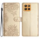 For Motorola Moto G15 Cherry Blossom Butterfly Skin Feel Embossed PU Phone Case(Gold) - 1