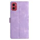 For Motorola Moto G05 Cherry Blossom Butterfly Skin Feel Embossed PU Phone Case(Purple) - 3