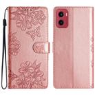 For Motorola Moto G05 Cherry Blossom Butterfly Skin Feel Embossed PU Phone Case(Rose Gold) - 1