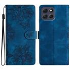 For Motorola Moto G86 5G Cherry Blossom Butterfly Skin Feel Embossed PU Phone Case(Blue) - 1