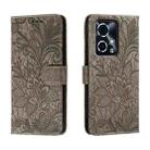 For Honor 90 GT Lace Flower Embossing Flip Leather Phone Case(Grey) - 1