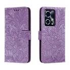For Honor 90 GT Lace Flower Embossing Flip Leather Phone Case(Purple) - 1