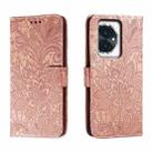 For Honor 100 Lace Flower Embossing Flip Leather Phone Case(Rose Gold) - 1