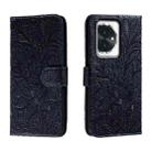 For Honor 100 Lace Flower Embossing Flip Leather Phone Case(Dark Blue) - 1