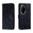 For Honor 100 Pro Lace Flower Embossing Flip Leather Phone Case(Dark Blue) - 1