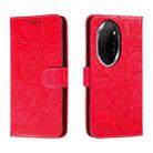 For Honor 100 Pro Lace Flower Embossing Flip Leather Phone Case(Red) - 1