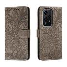 For Honor 200 Lite Global Lace Flower Embossing Flip Leather Phone Case(Grey) - 1