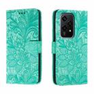 For Honor 200 Lite Global Lace Flower Embossing Flip Leather Phone Case(Green) - 1