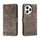 For Honor X50i+ Lace Flower Embossing Flip Leather Phone Case(Grey) - 1