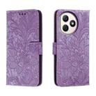 For Honor X50i+ Lace Flower Embossing Flip Leather Phone Case(Purple) - 1