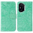 For Honor 400 Lace Flower Embossing Flip Leather Phone Case(Green) - 1