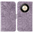For Honor Magic6 Lite / X50 / X9b Lace Flower Embossing Flip Leather Phone Case(Purple) - 1