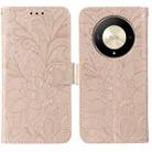 For Honor Magic6 Lite / X50 / X9b Lace Flower Embossing Flip Leather Phone Case(Rose Gold) - 1