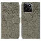 For Honor X7c / Play 60 Plus Lace Flower Embossing Flip Leather Phone Case(Grey) - 1