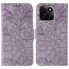 For Honor X7c / Play 60 Plus Lace Flower Embossing Flip Leather Phone Case(Purple) - 1