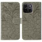 For Honor X6c 4G Lace Flower Embossing Flip Leather Phone Case(Grey) - 1