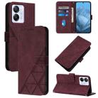 For Blackview Color 8 Crossbody 3D Embossed Flip Leather Phone Case(Wine Red) - 1