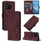 For Blackview Wave 6C Crossbody 3D Embossed Flip Leather Phone Case(Wine Red) - 1