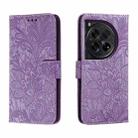 For OnePlus 12 Lace Flower Embossing Flip Leather Phone Case(Purple) - 1