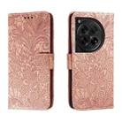 For OnePlus 12 Lace Flower Embossing Flip Leather Phone Case(Rose Gold) - 1