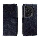 For OnePlus 12 Lace Flower Embossing Flip Leather Phone Case(Dark Blue) - 1