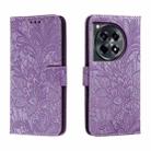 For OnePlus ACE 3 Lace Flower Embossing Flip Leather Phone Case(Purple) - 1