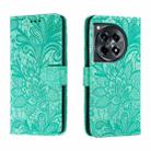 For OnePlus ACE 3 Lace Flower Embossing Flip Leather Phone Case(Green) - 1