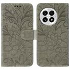 For OnePlus 13 Lace Flower Embossing Flip Leather Phone Case(Grey) - 1