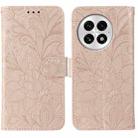 For OnePlus 13 Lace Flower Embossing Flip Leather Phone Case(Rose Gold) - 1