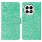 For OnePlus 13 Lace Flower Embossing Flip Leather Phone Case(Green) - 1